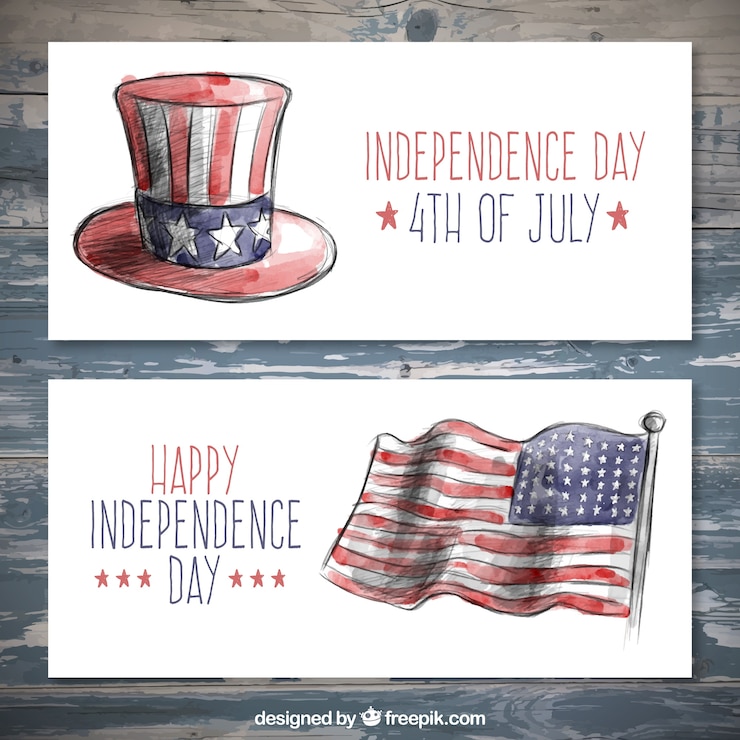 Gratis Vektor hand drawn watercolor america elements banners