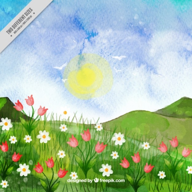 Gratis Vektor hand painted landscape 