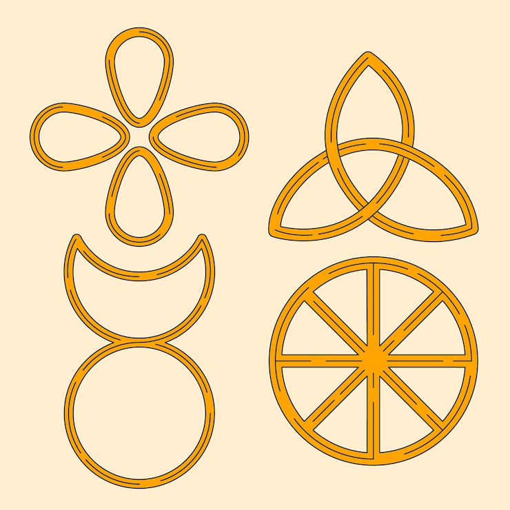 Gratis Vektor håndtegnet wiccan-symboler