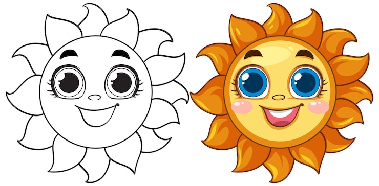 Gratis Vektor happy cartoon sun vector illustration