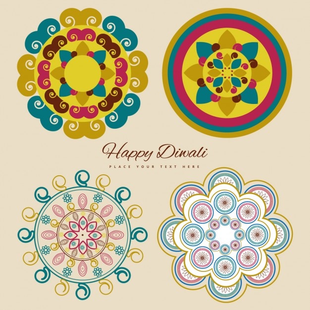 Gratis Vektor happy diwali with symbols