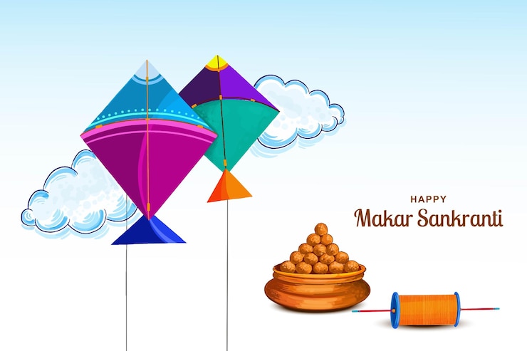 Gratis Vektor happy makar sankranti festival holiday card background