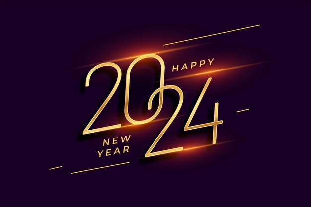 happy new year 2024 occasion background with shiny effect vector