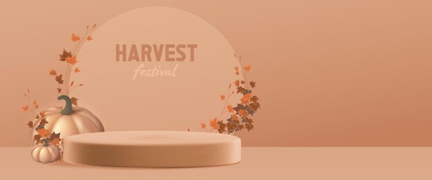 Harvest festival podium stage with pumpkins