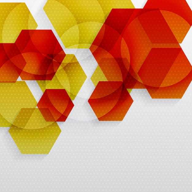  Hexagonal abstract background in red and yellow color. 