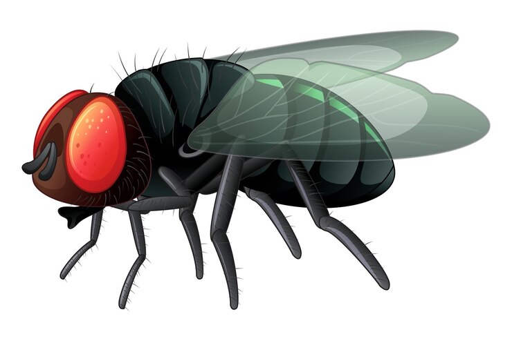 Gratis Vektor housefly on white background