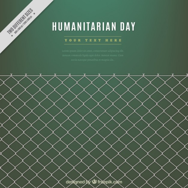 Gratis Vektor humanitarian day green background with a grille 