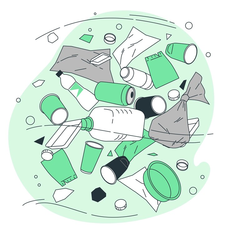 Gratis Vektor illustrasjon av konsept for plastforurensning