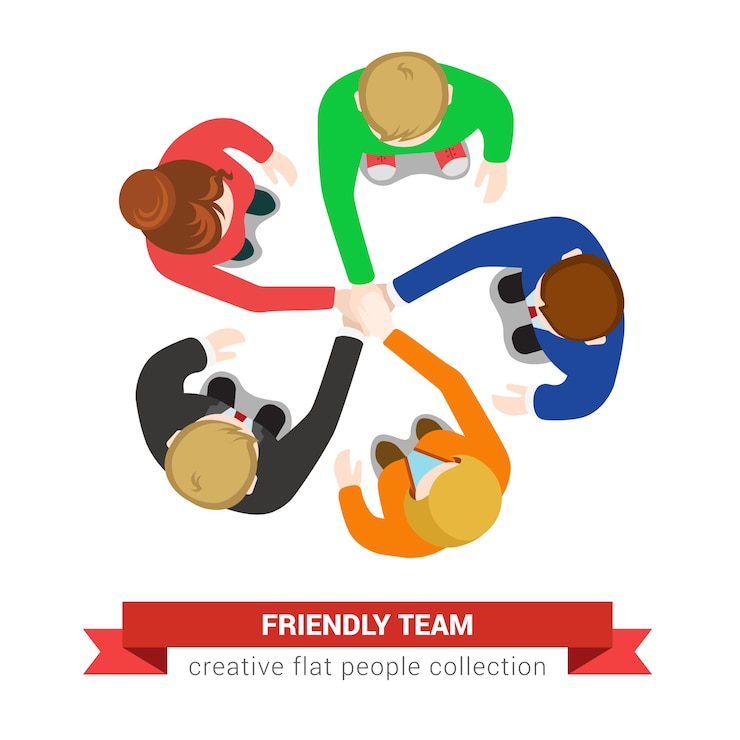 Gratis Vektor illustrasjon av vennlig team