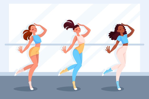 illustrated dance fitness class