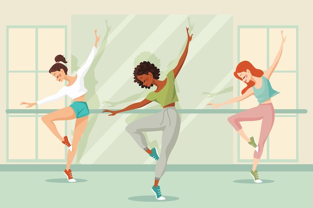 illustrated dance fitness class
