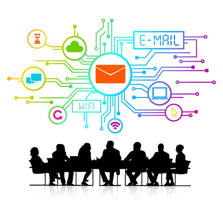 Gratis Vektor illustration of business people in the meeting