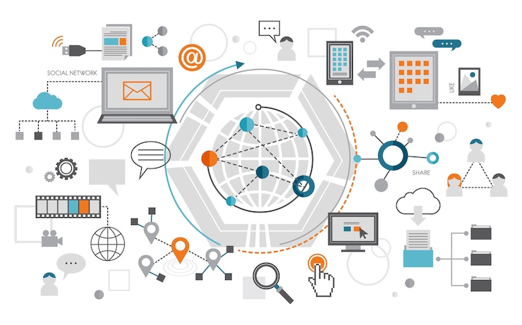 Gratis Vektor illustration of social media concept