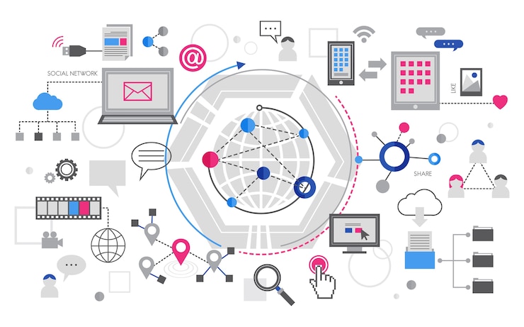 Gratis Vektor illustration of social media concept