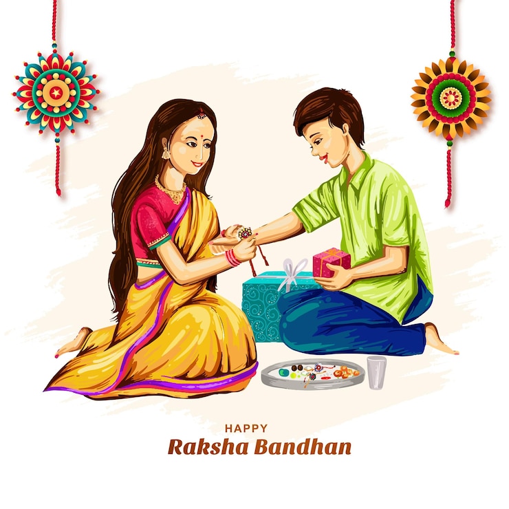 Gratis Vektor indian festival brother and sister happy raksha bandhan celebration background