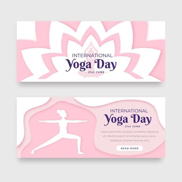 Internasjonal dag for yoga-banner i papirstil