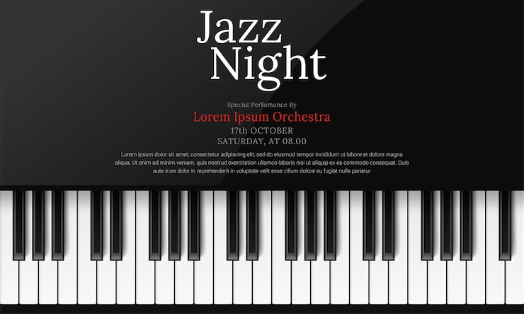 Gratis Vektor international jazz day poster template with piano