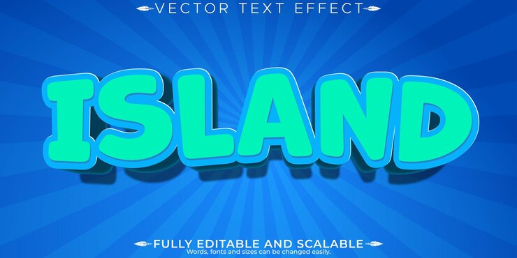 Gratis Vektor island editable text effect editable beach and tropical text style