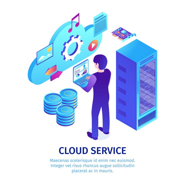 Gratis Vektor isometric cloud service template