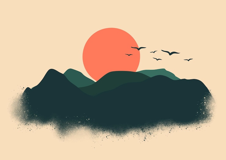 Gratis Vektor japanese themed zen style landscape design background
