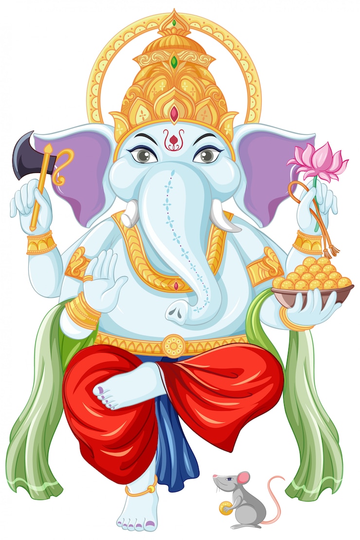 Gratis Vektor lord ganesha cartoon style