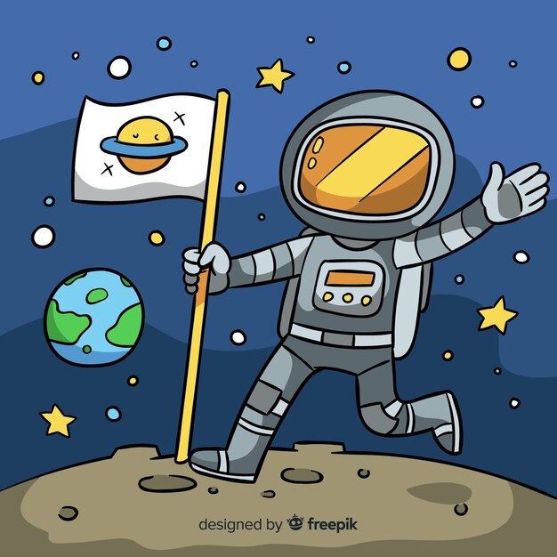Lovely hand drawn astronaut character