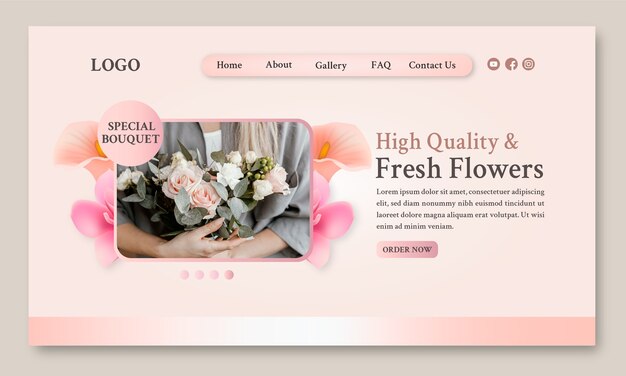 Maldesign for landingsside for blomsterbutikk