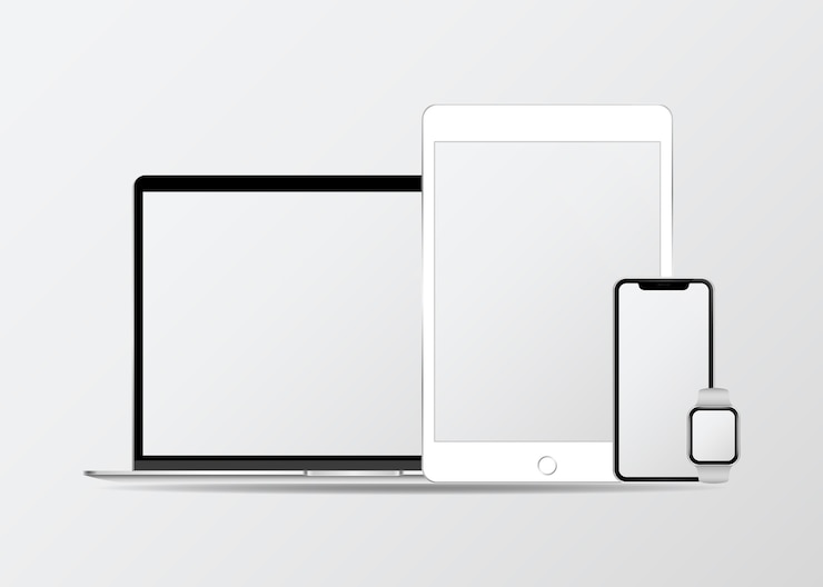 Gratis Vektor mockup-sett for digitale enheter