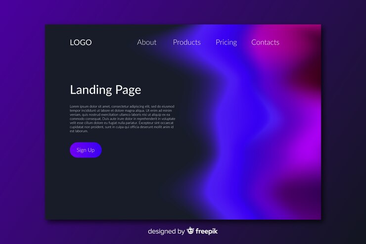 Gratis Vektor modern landing page with northern lights