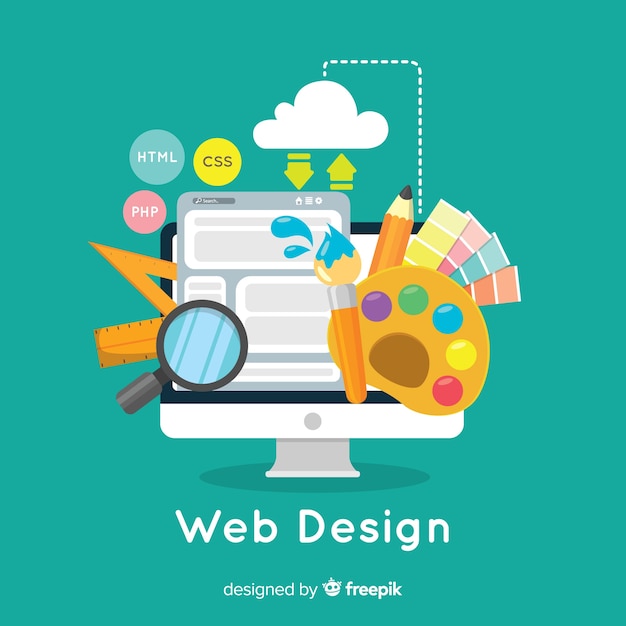 Moderne webdesignkonsept med flat stil