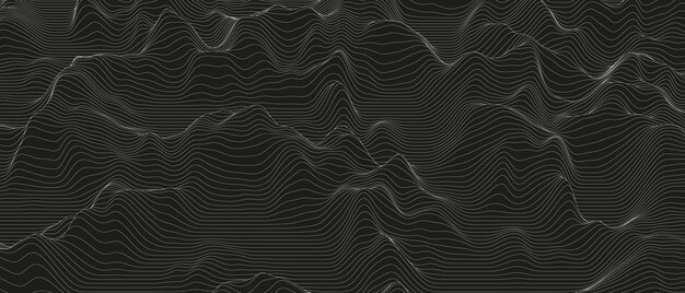 monochrome sound line waves abstract background . distorted line shapes on black