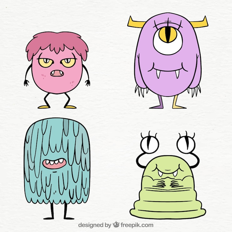 Gratis Vektor monster set of various types