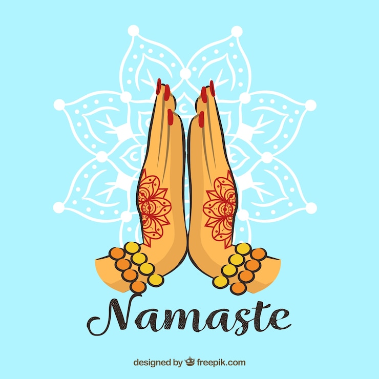 Gratis Vektor namaste gesture with henna tattoos