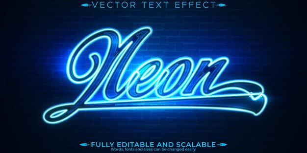 neon light text effect editable retro and glowing text style
