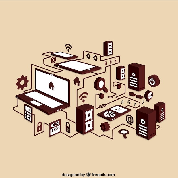 Networking isometric icons
