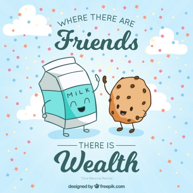 Gratis Vektor nice illustration of delicious friends with an inspirational phrase