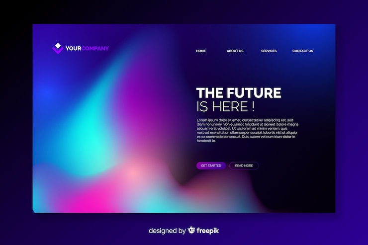 Gratis Vektor northern lights landing page template