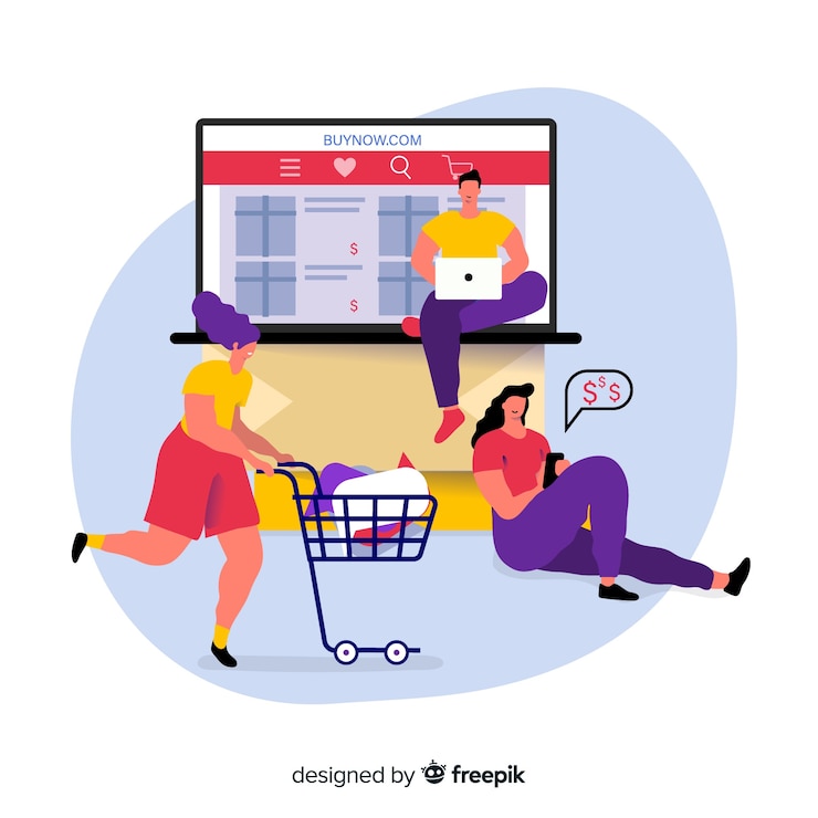 Gratis Vektor online shopping concept for landing page