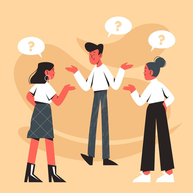 Organic flat people asking questions collection