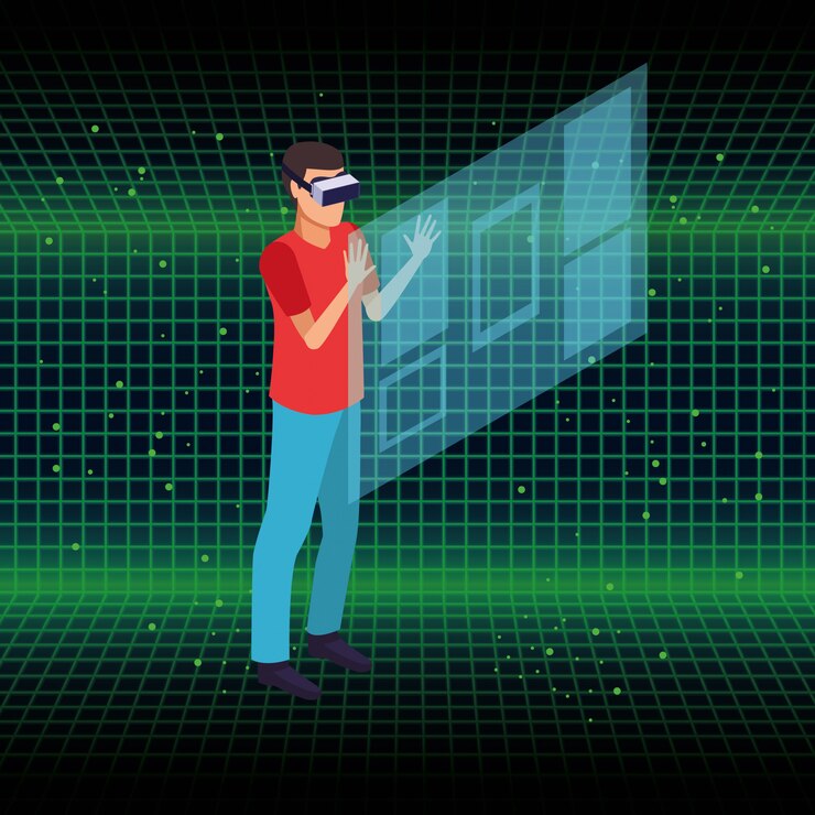 Gratis Vektor people and virtual reality glasses technology