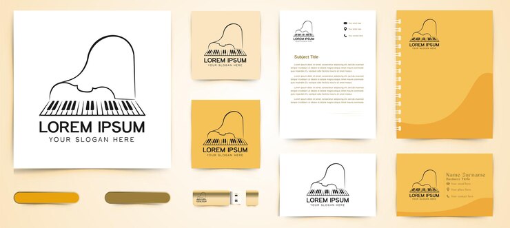 Gratis Vektor piano and violin logo and business branding template icon design