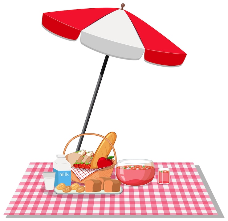 Gratis Vektor picnic meal on white back ground