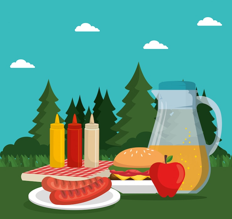 Gratis Vektor picnic party celebration scene