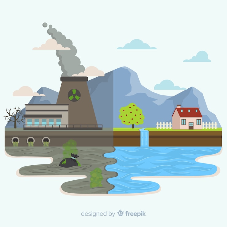 Gratis Vektor pollution concept background flat style