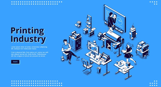 Printing industry banner. Typography business, polygraphy service.