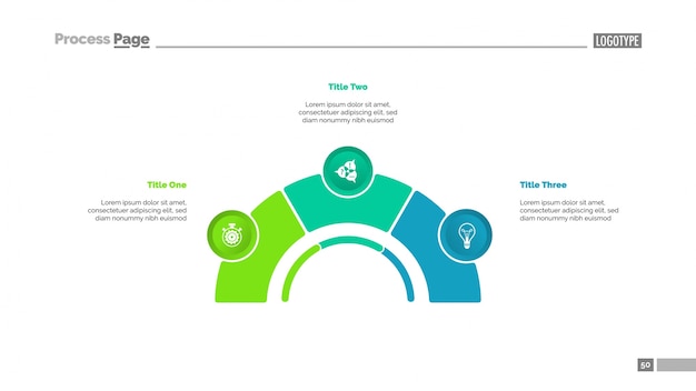 Process Chart with Three Elements Slide