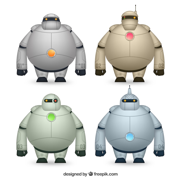 Gratis Vektor realistic robot character collection