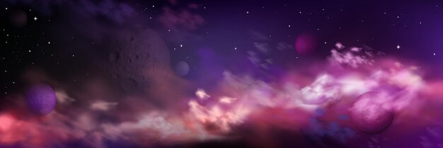 realistic space background with planets stars