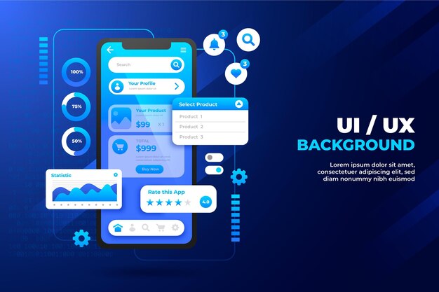 Realistic ui/ux background