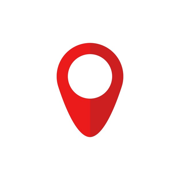 Red map pin icon in flat style Pointer symbol marker sign gps position navigation button Vector